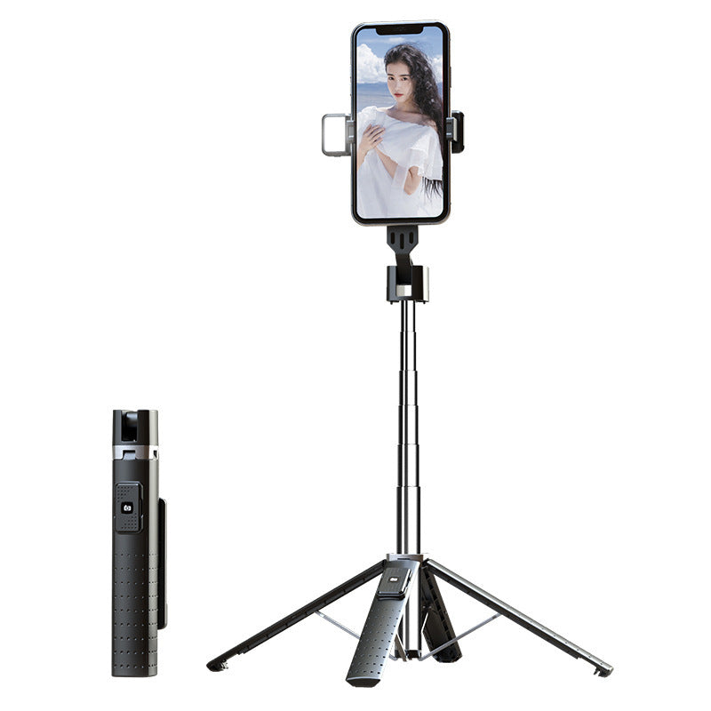 Shopi Vella Bluetooth selfie stick with fill light tripod stand holding smartphone for photos