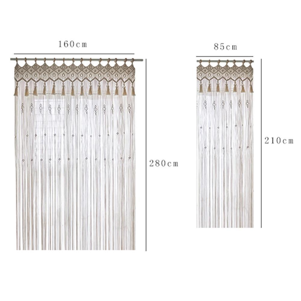 Shopi Vella bohemian hand woven curtain with tassels in two sizes 160cm by 280cm and 85cm by 210cm