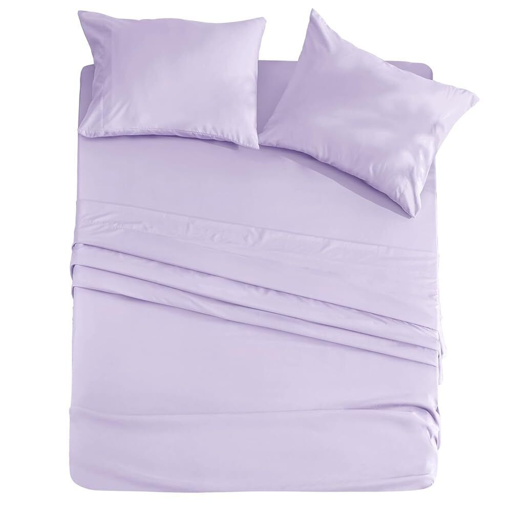 Lavender microfiber bed sheet set with pillowcases soft and breathable bedding from Shopi Vella