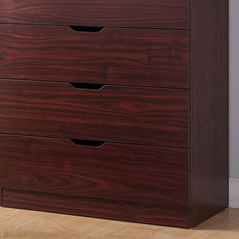 Shopi Vella wooden bedroom dresser with multiple drawers in dark wood finish on wooden floor