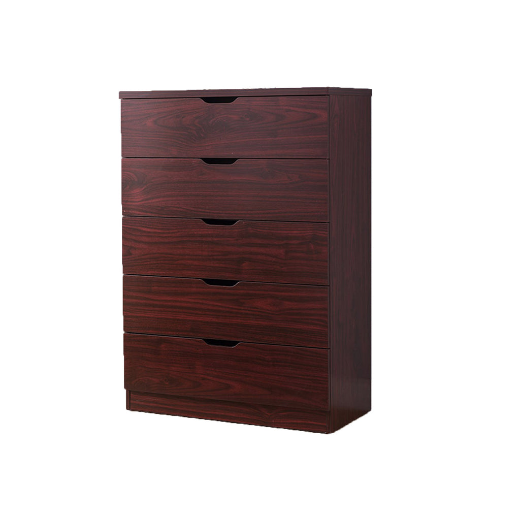 Shopi Vella wooden bedroom dresser with five drawers in dark wood finish