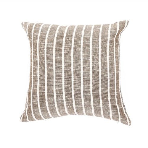 Shopi Vella 18 inch cotton pillow case with brown and white vertical stripes