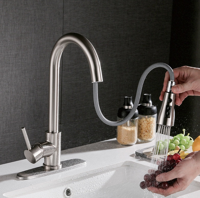 Shopi Vella brushed copper kitchen faucet with pull-out spray and modern single handle design