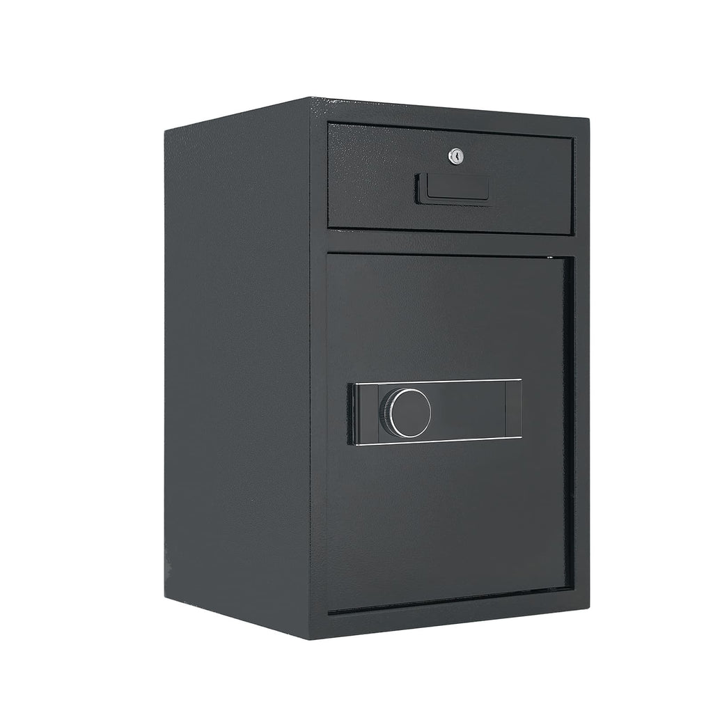 Shopi Vella black business cash deposit safe with secure lock and top deposit drawer