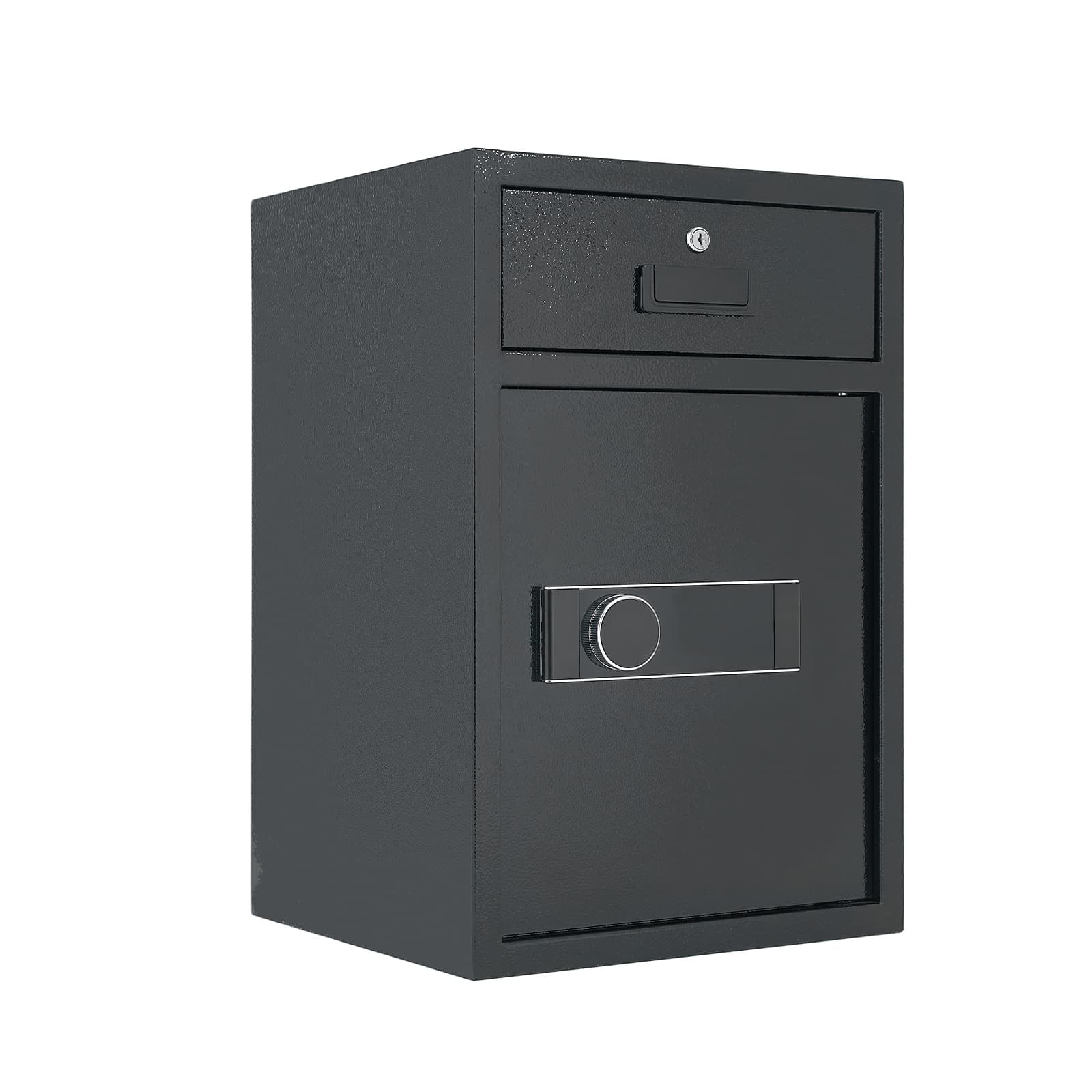 Shopi Vella black business cash deposit safe with secure lock and top deposit drawer