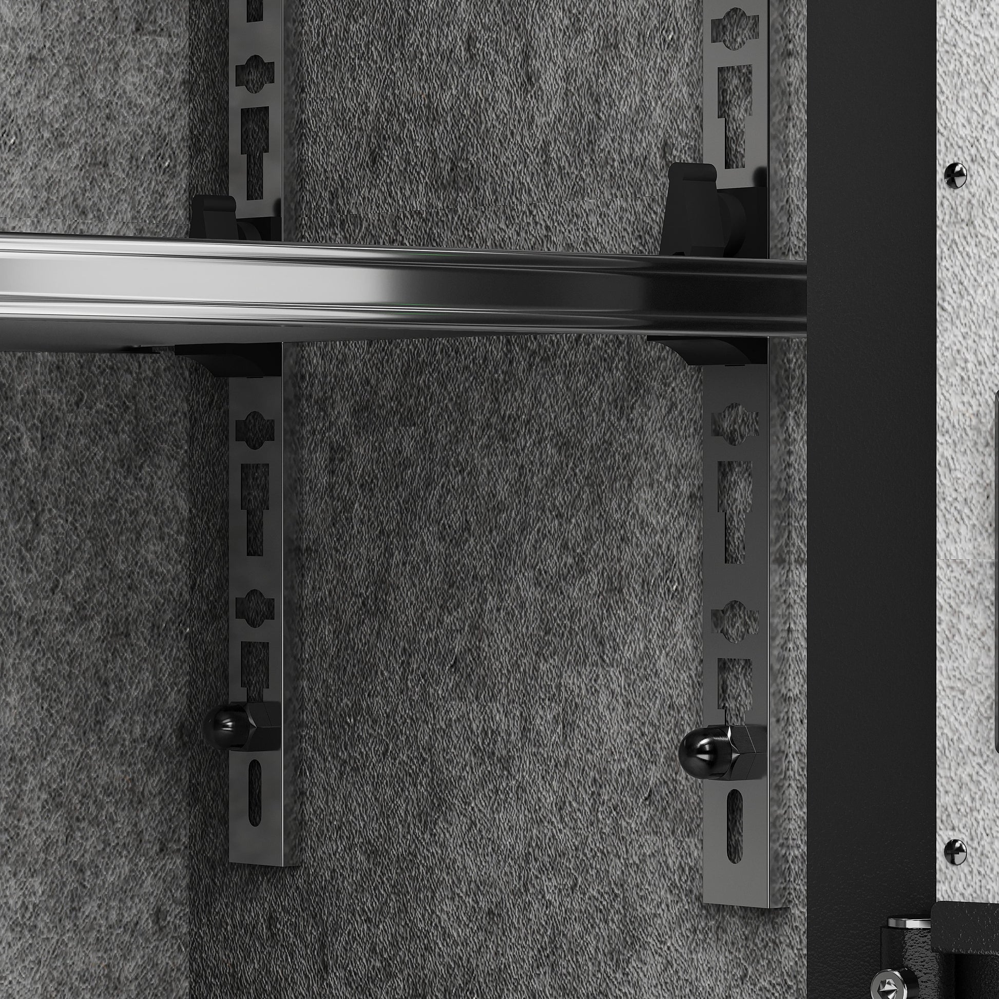 Interior view of Shopi Vella business cash deposit safe with adjustable metal shelves and gray felt lining