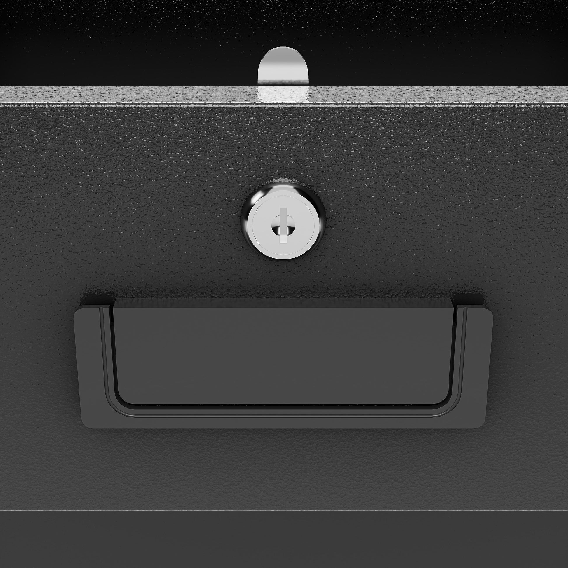 Black Shopi Vella business cash deposit safe with secure lock and handle for storage bottles and jars