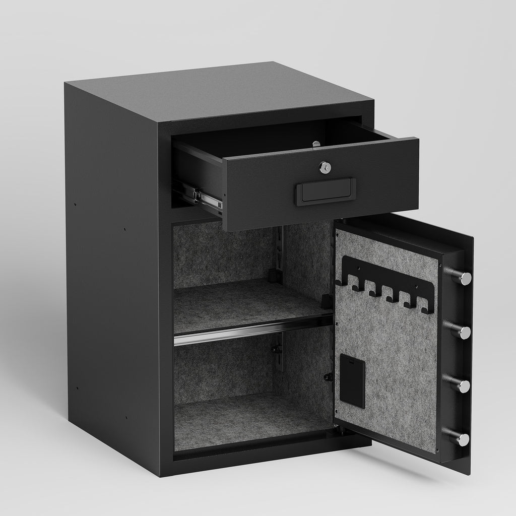 Shopi Vella business cash deposit safe black storage box with lockable drawer and secure door