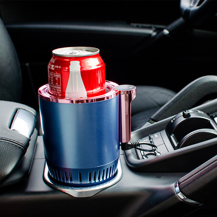 Shopi Vella cooling cup in car cup holder warmer cooler with red soda can inside