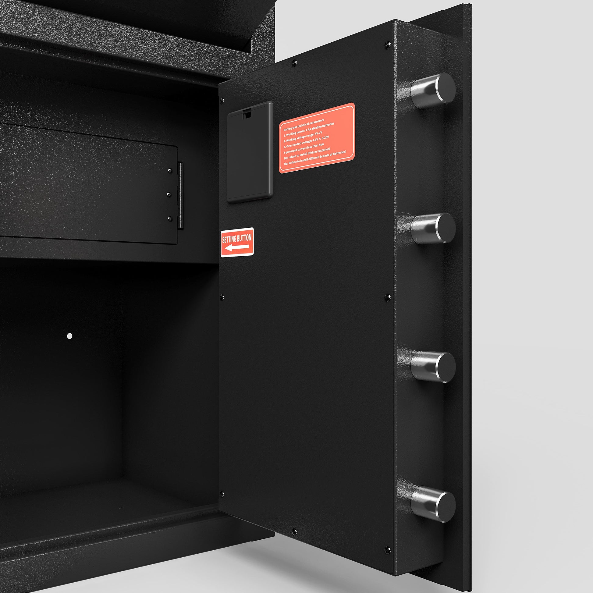 Shopi Vella carbon steel digital safe box with secure locking bolts and spacious interior