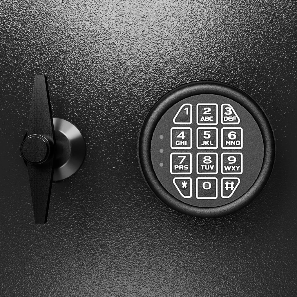 Shopi Vella carbon steel digital safe box with keypad and handle for secure storage