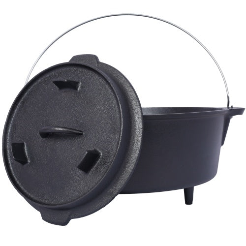 Shopi Vella outdoor camping deep pot with lid and sturdy handle for cooking over open fire