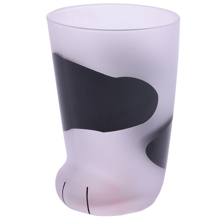 Shopi Vella frosted glass cat paw tumbler gift with black paw design for drinkware