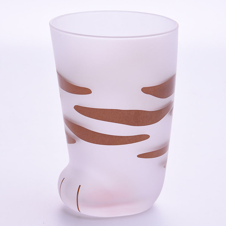 Shopi Vella frosted glass cat paw tumbler gift with cute paw and stripe design