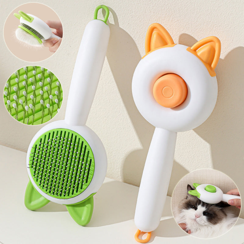 Shopi Vella self cleaning pet brush set with ergonomic handles and soft bristles for grooming cats