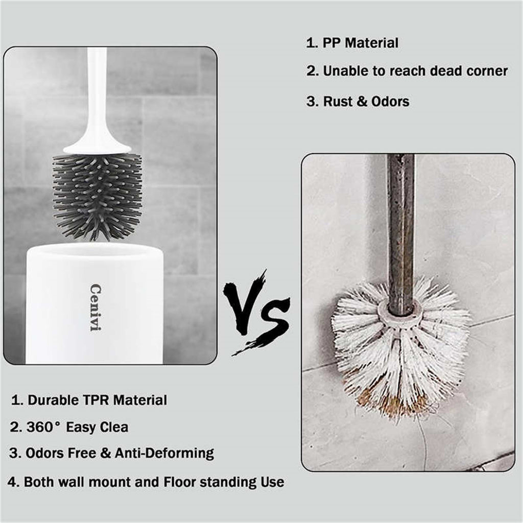 Shopi Vella durable toilet cleaning brush set with TPR material and 360 degree easy clean design