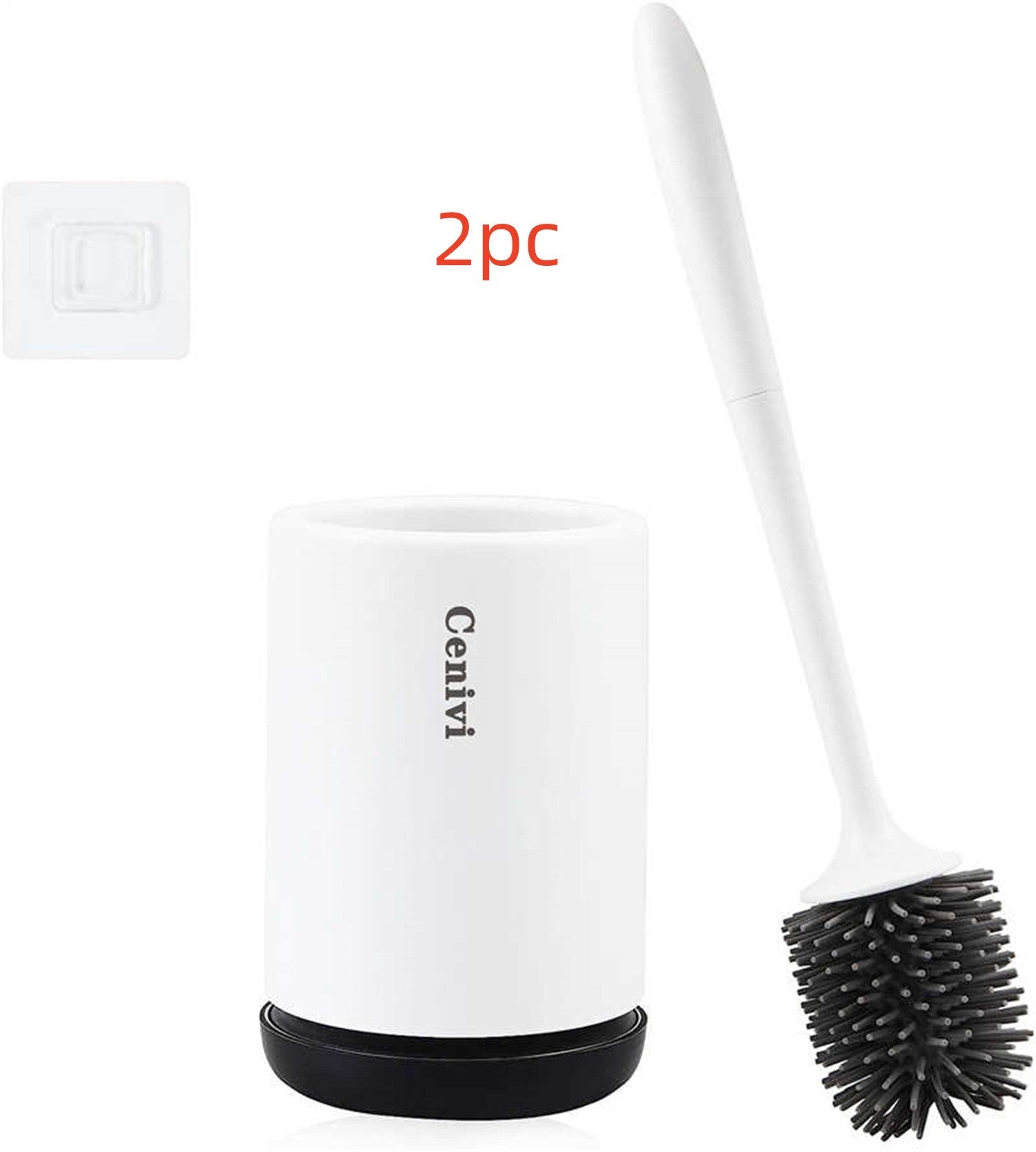 Shopi Vella toilet cleaning brush set with white holder and black bristle brush for home storage