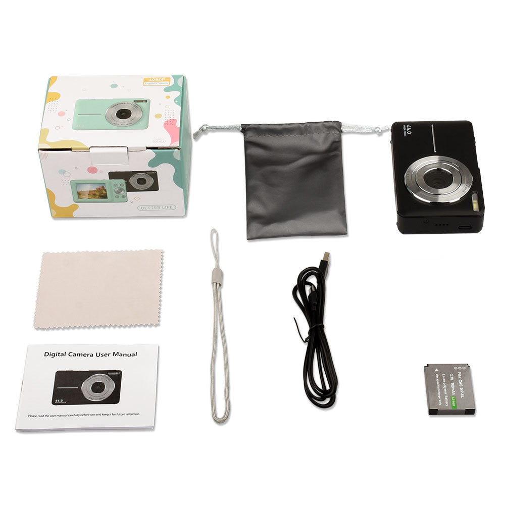 Shopi Vella children's HD camera gift set with digital camera charger cable user manual and carrying pouch