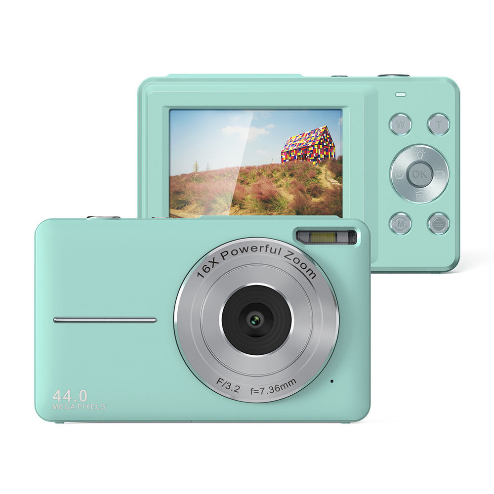 Shopi Vella children's HD camera gift in mint green with 16X zoom and 44 megapixels for home storage
