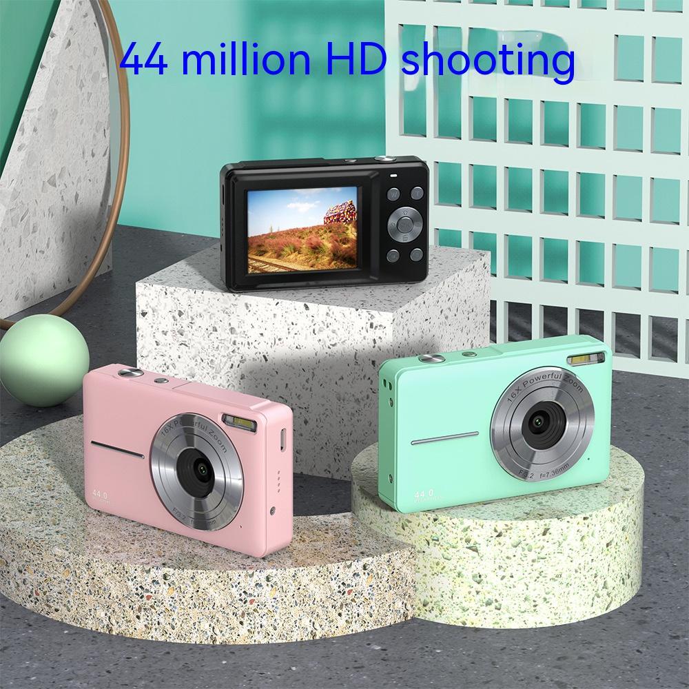 Shopi Vella children's HD camera gift set in pink, mint green, and black with 44 million HD shooting