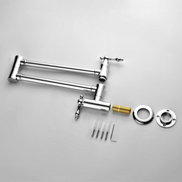 Shopi Vella folding kitchen faucet with chrome finish and installation hardware for home storage