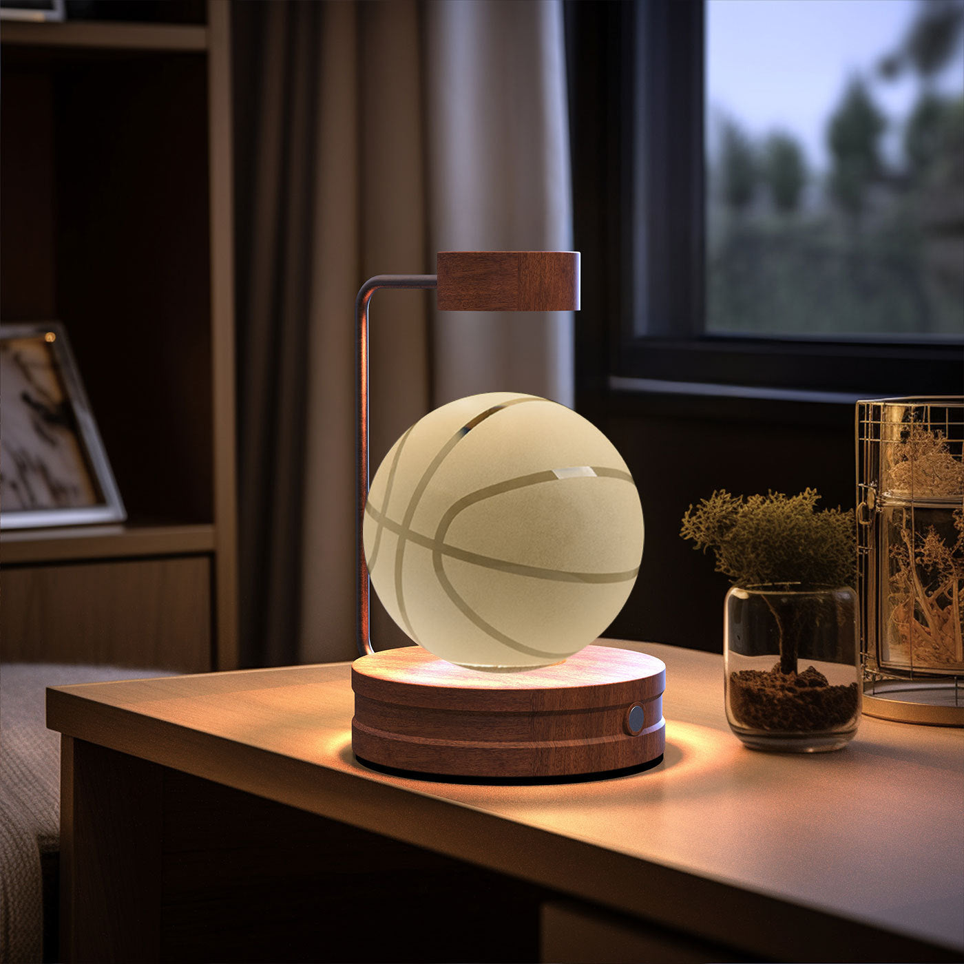 Shopi Vella birthday gift crystal ball lamp shaped like a basketball on wooden base