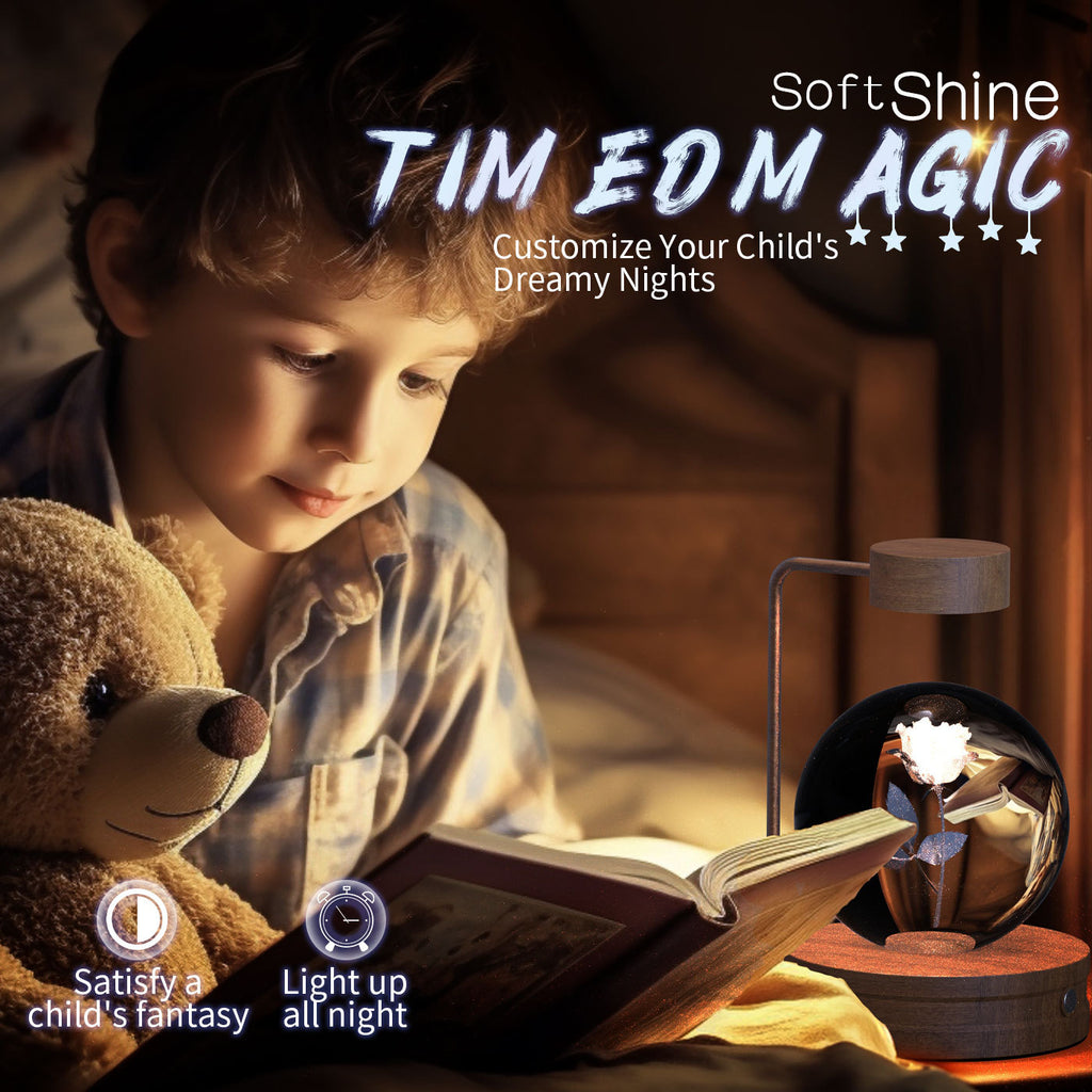 Birthday gift crystal ball lamp by Shopi Vella creating dreamy night light for children reading