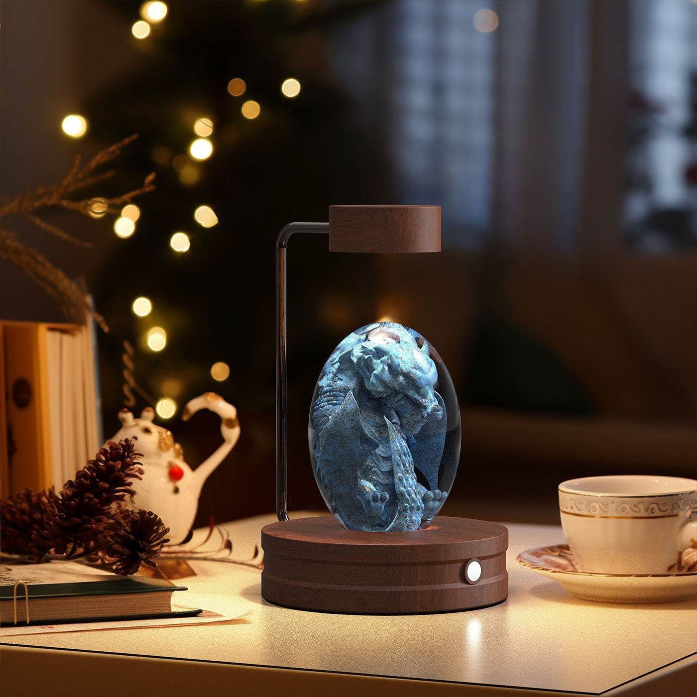 Shopi Vella birthday gift crystal ball lamp with dragon design on wooden base perfect for cozy decor
