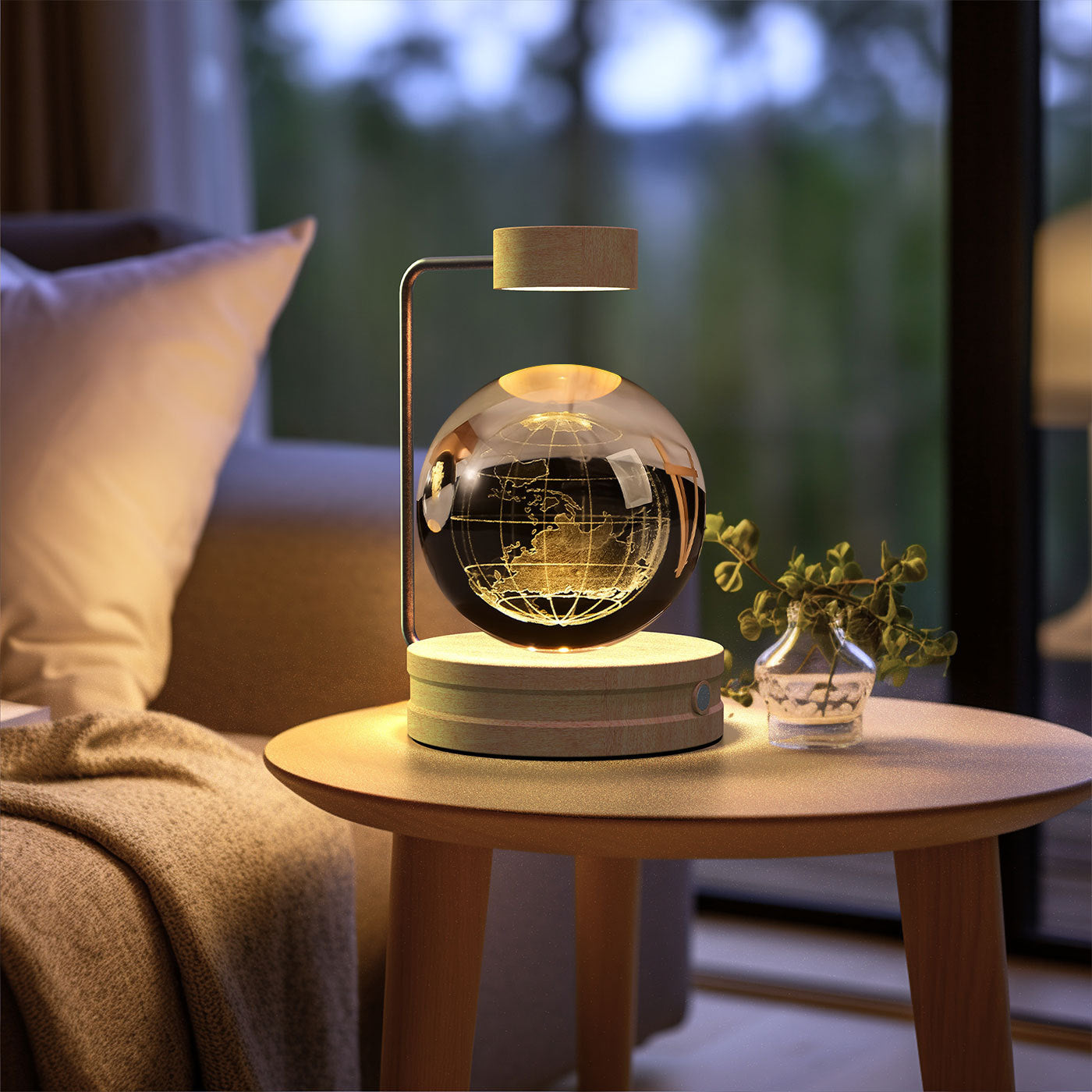 Shopi Vella birthday gift crystal ball lamp levitating globe light on wooden table