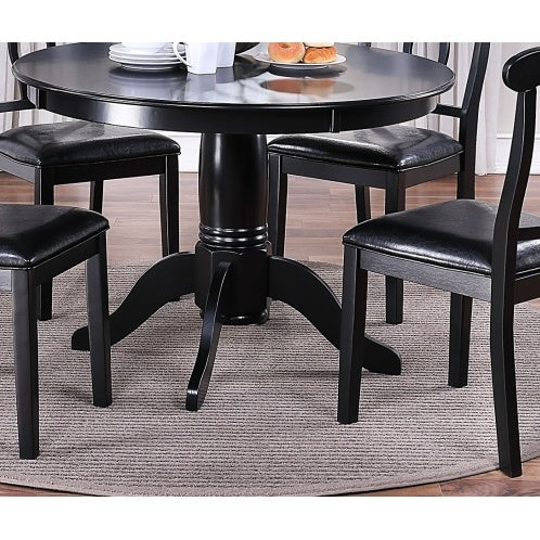 Shopi Vella classic 5 piece dining room furniture set with black round table and cushioned chairs