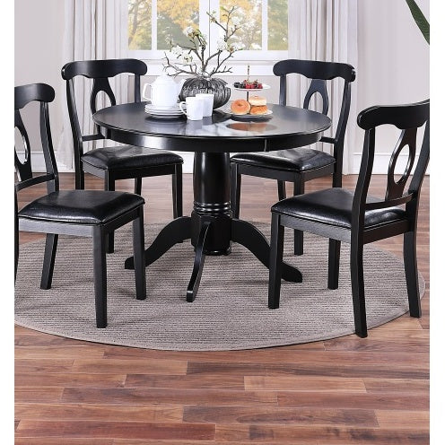 Shopi Vella classic 5 piece dining room furniture set with round black table and matching chairs