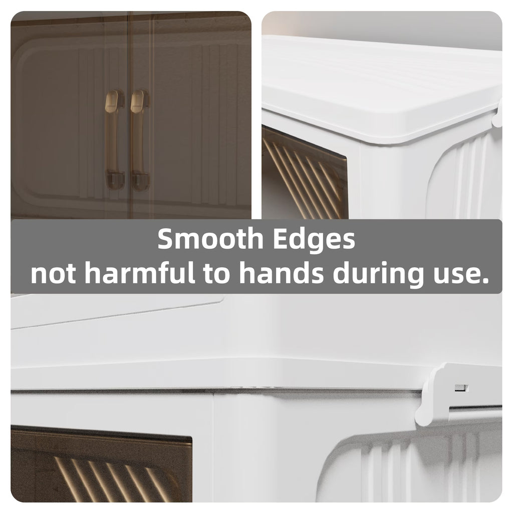 Smooth edges of clear plastic closet organizer from Shopi Vella for safe and easy clothing storage