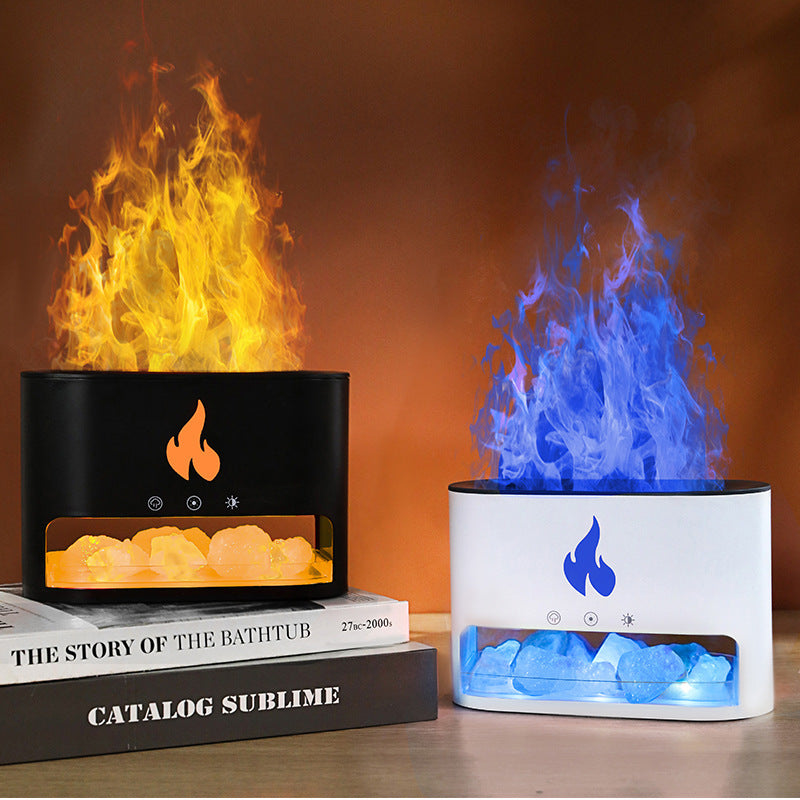Shopi Vella colorful atmosphere lamp humidifier with flame effect in black and white designs on books