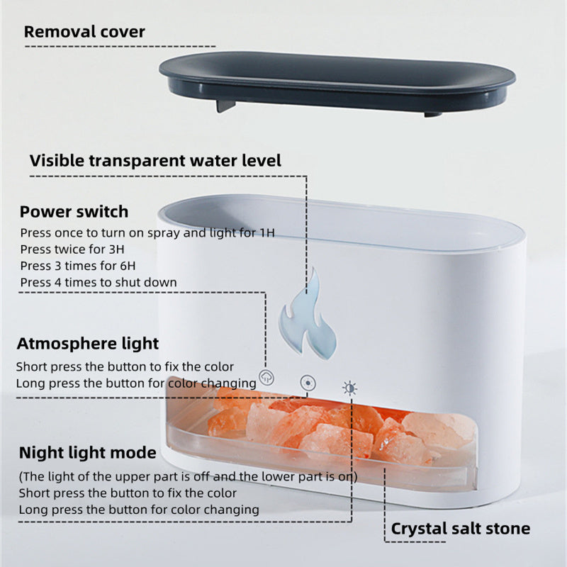 Shopi Vella colorful atmosphere lamp humidifier with crystal salt stones and visible water level