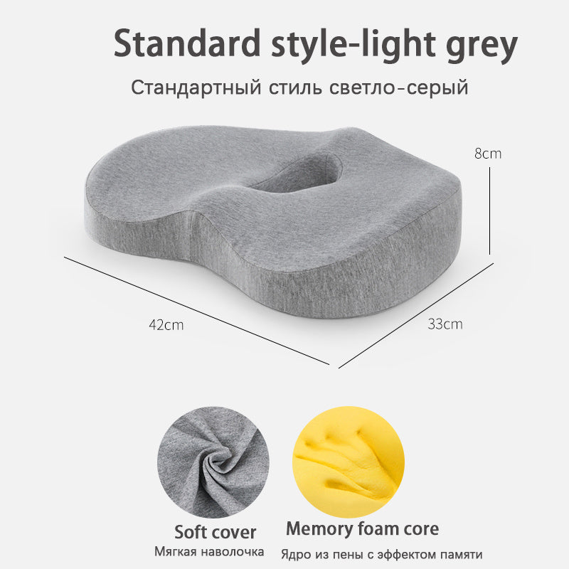 Shopi Vella comfortable car seat cushion for long drives in light grey with soft cover and memory foam core
