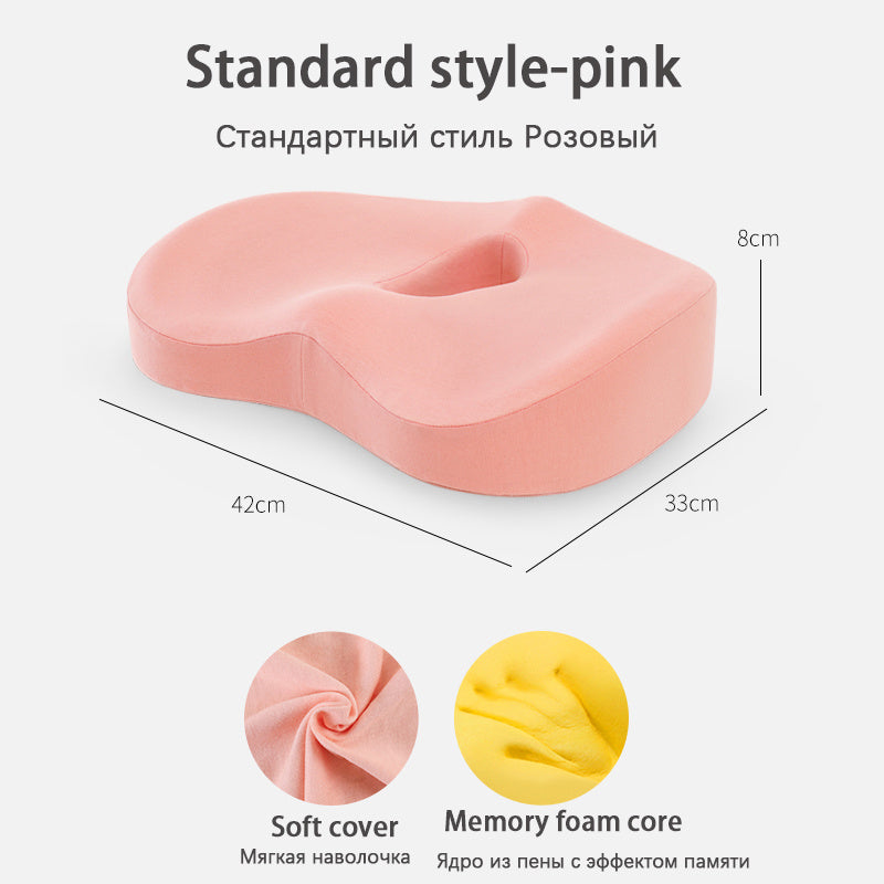 Pink comfortable car seat cushion for long drives with soft cover and memory foam core by Shopi Vella
