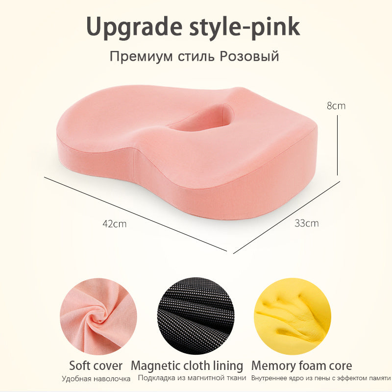 Pink comfortable car seat cushion for long drives with soft cover memory foam and magnetic cloth lining