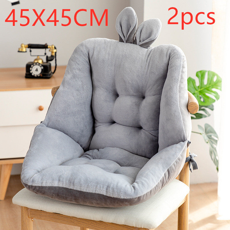 Shopi Vella gray comfortable seat cushion for home office with bunny ear design placed on wooden chair