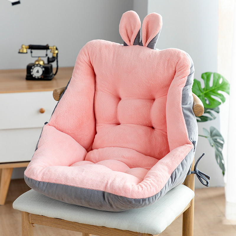 Shopi Vella comfortable seat cushion for home office in pink and gray with plush padding and bunny ears