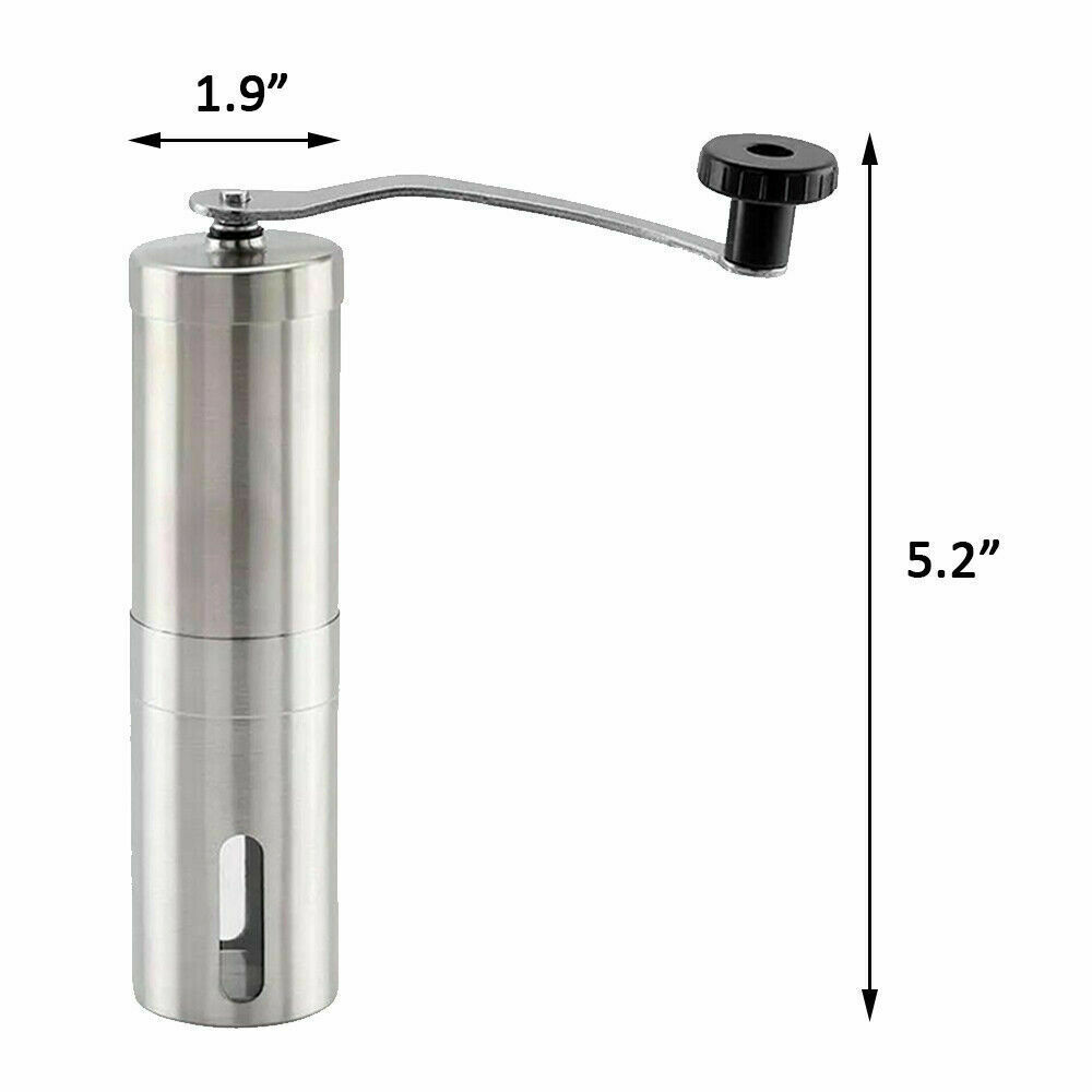 Shopi Vella stainless steel conical burr coffee bean mill with hand crank and compact 5.2 inch design