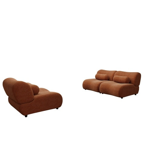 Shopi Vella brown modular sofa set with plush cushions and rounded design elements