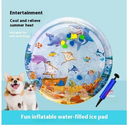 Shopi Vella cooling pet bed for summer inflatable water-filled ice pad with sea animal design