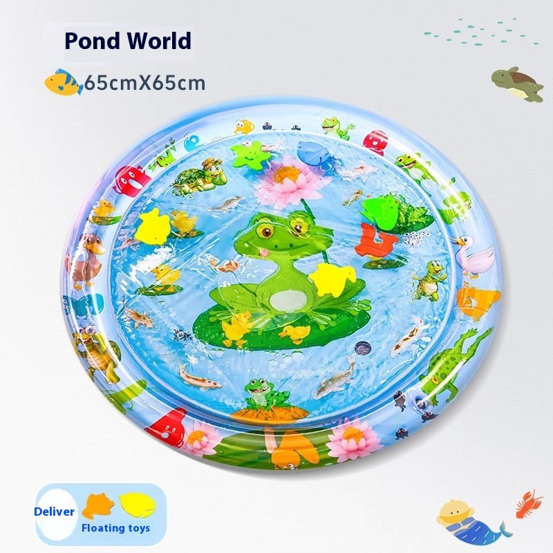 Shopi Vella cooling pet bed for summer with colorful pond world design and floating toys 65cm by 65cm