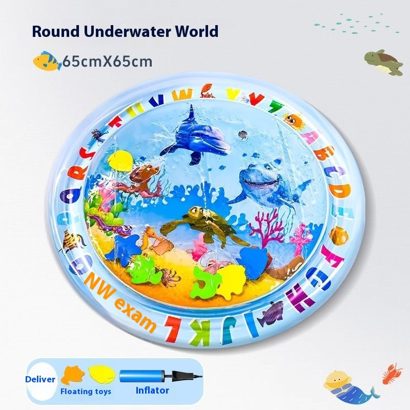 Shopi Vella cooling pet bed for summer with round underwater world design and floating toys