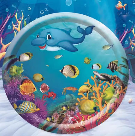 Shopi Vella cooling pet bed for summer featuring colorful underwater fish and dolphin design