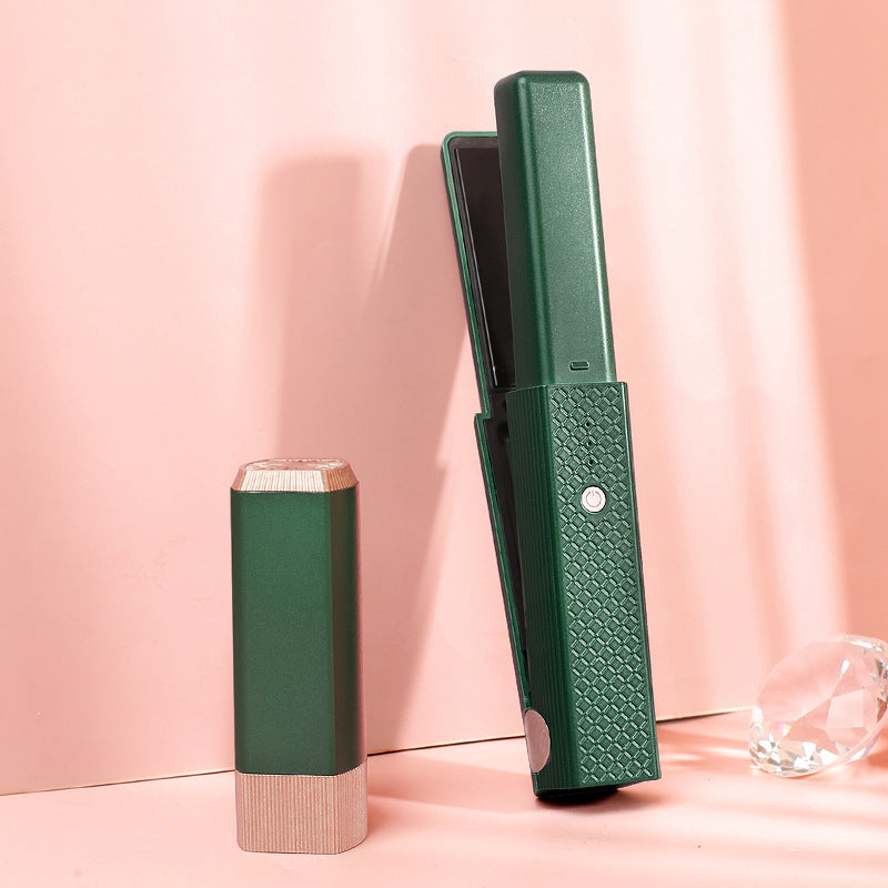 Shopi Vella cordless hair straightener for travel in green with compact design and textured grip