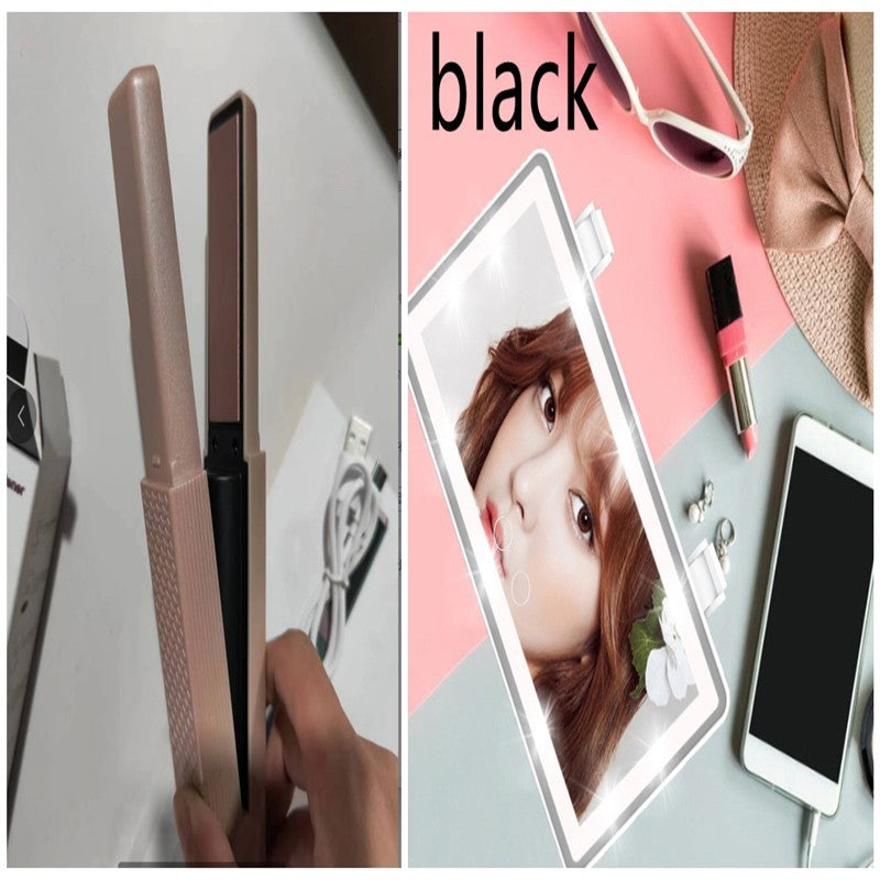 Shopi Vella cordless hair straightener for travel in black with compact design and LED display