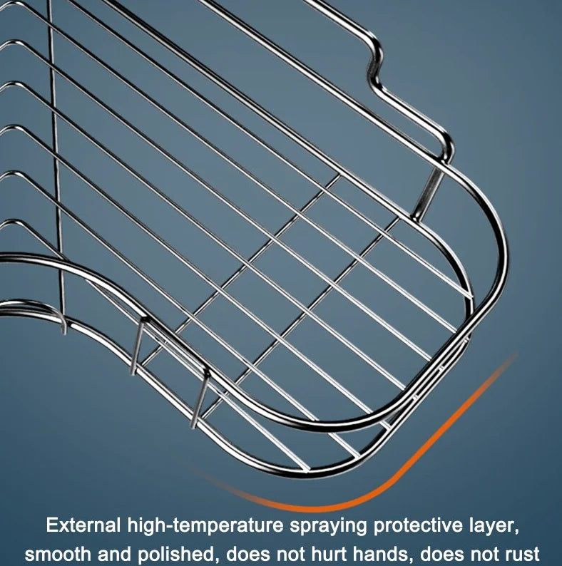 Stainless steel corner shower caddy shelf with polished smooth finish and high-temperature protective layer