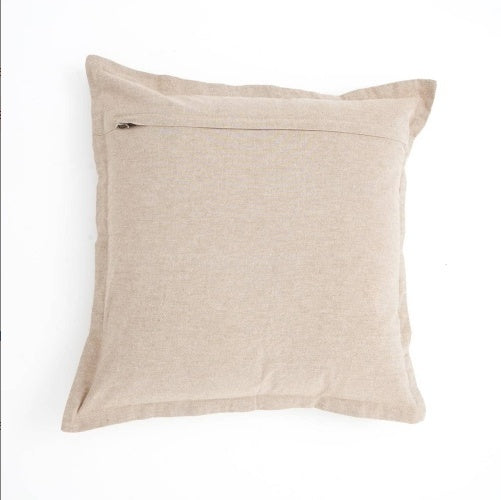 Shopi Vella beige pillow case made of cotton cushion with flanges and zipper closure on white background