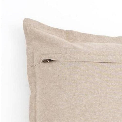 Shopi Vella beige cotton cushion with flanges pillow case featuring hidden zipper closure